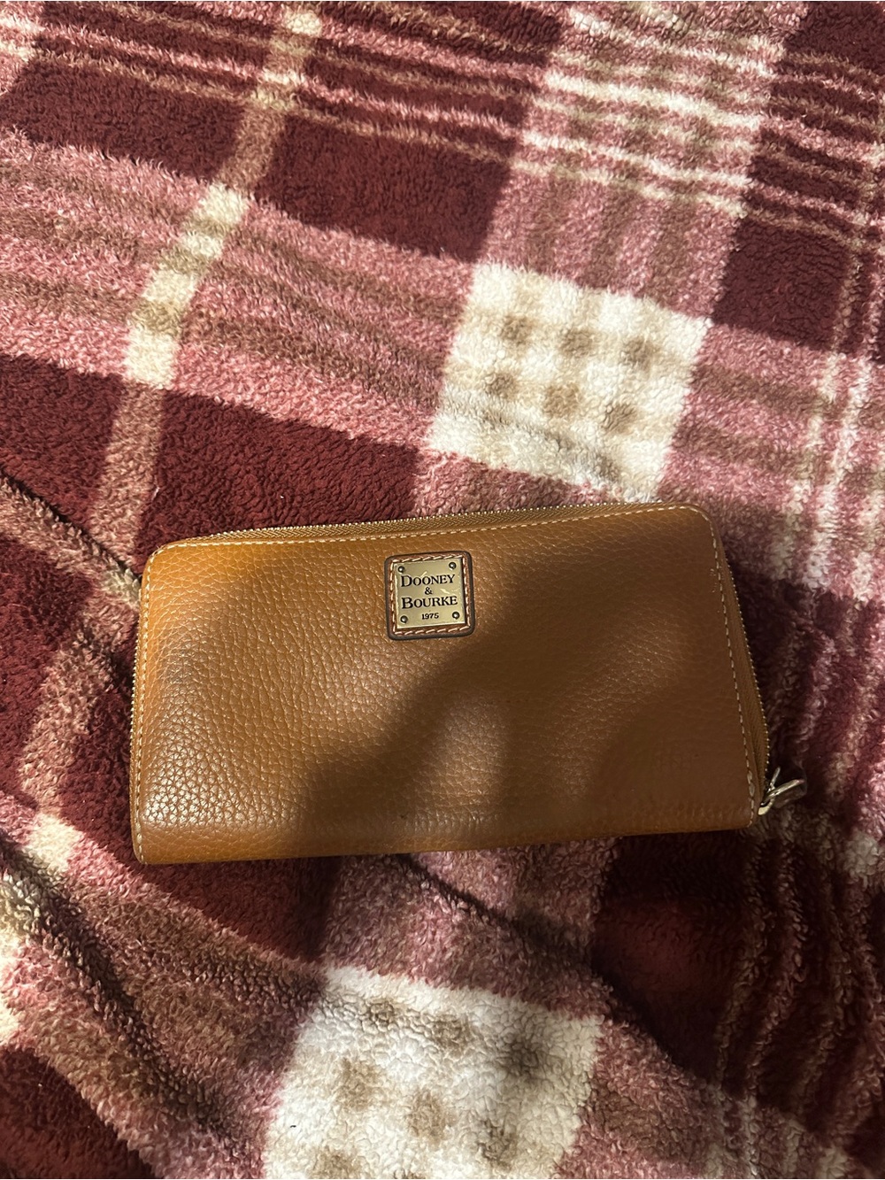 Dooney & Bourke Cognac Pebbled Leather Zip Wallet